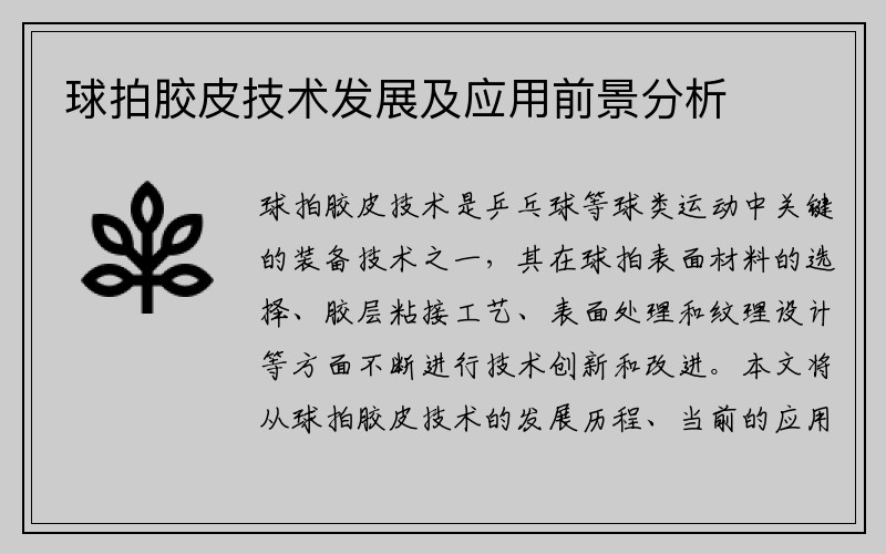 球拍胶皮技术发展及应用前景分析